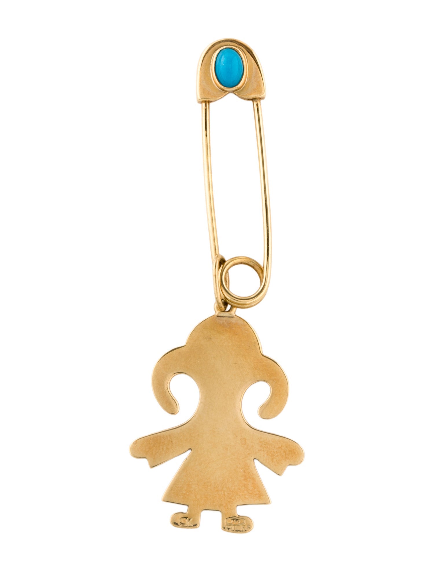 Charm 18K Turquoise Girl Brooch Pin