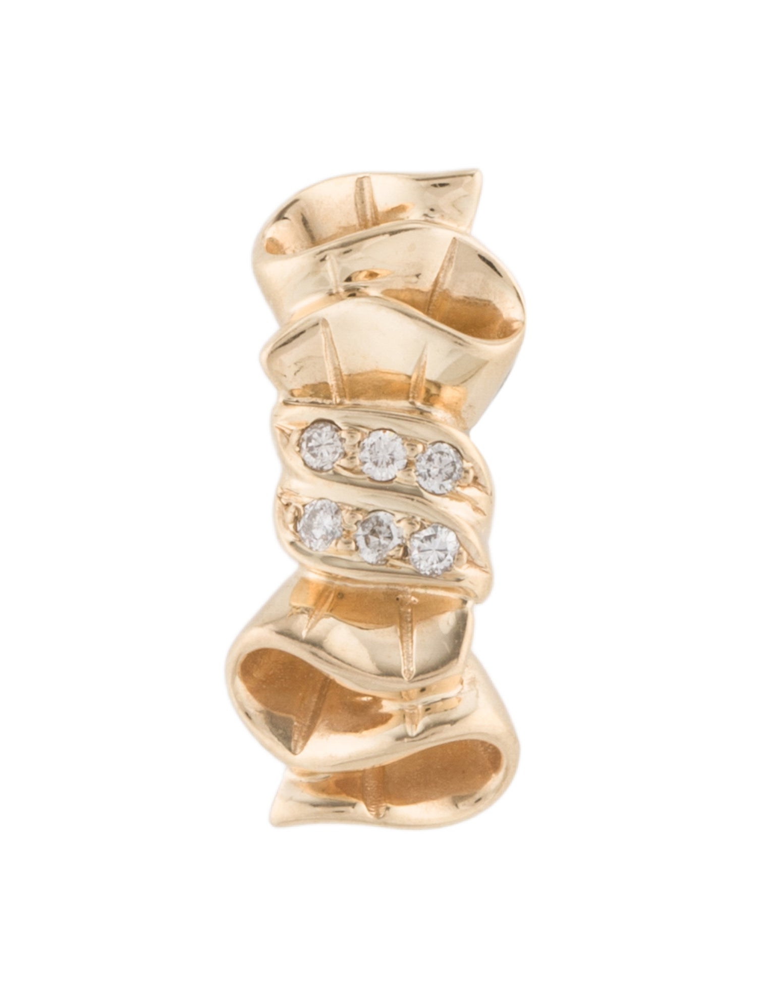 Charm 14K Diamond Ribbon Pendant