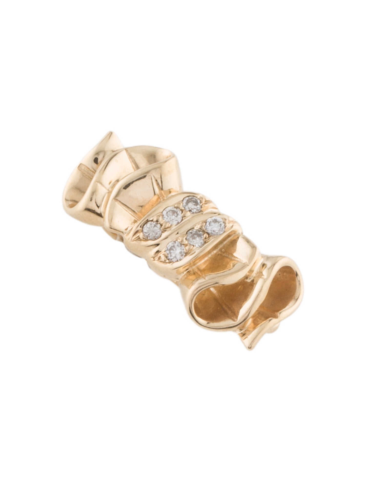 Charm 14K Diamond Ribbon Pendant