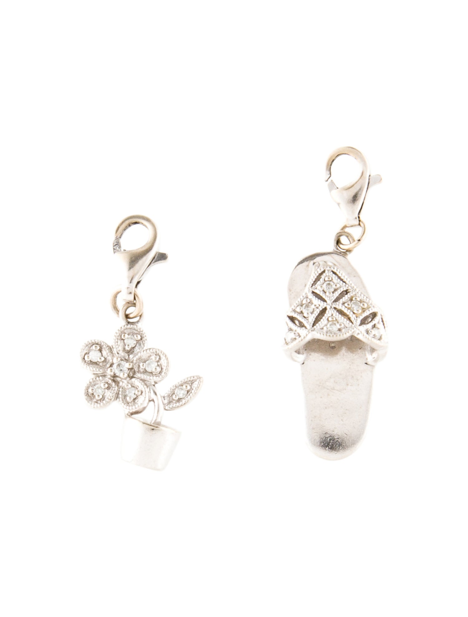 Charm 14K Diamond Slipper & Flower s