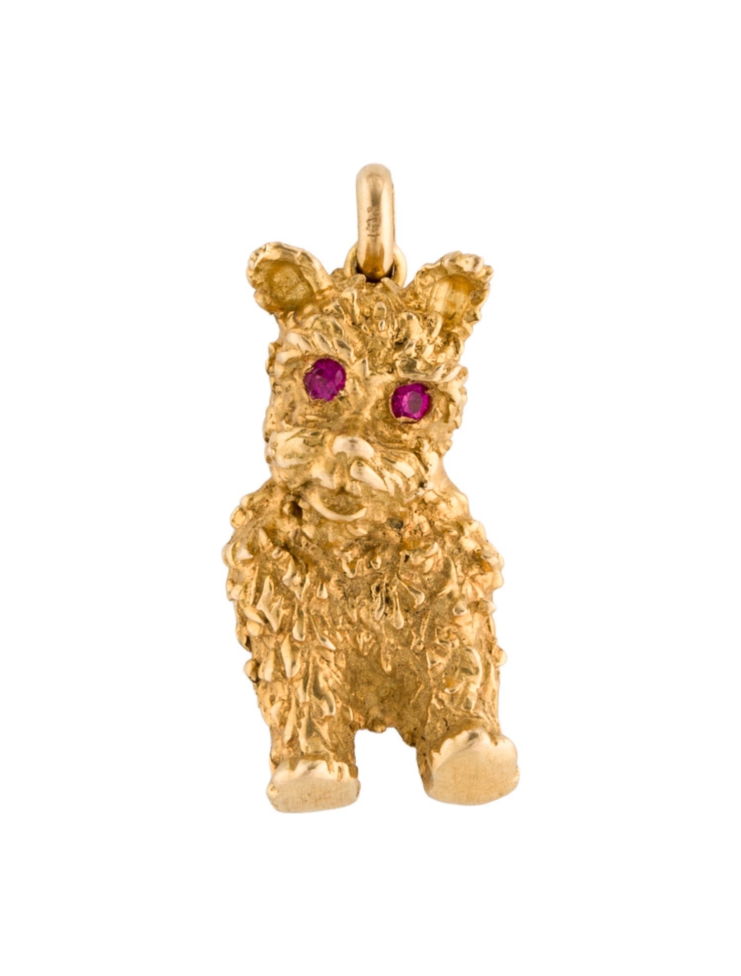 Charm 18K Synthetic Ruby Dog