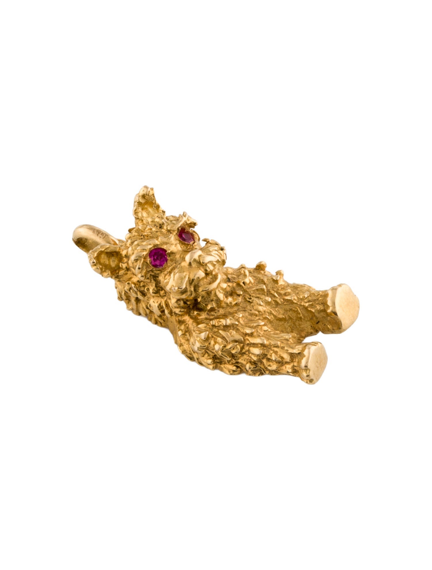 Charm 18K Synthetic Ruby Dog