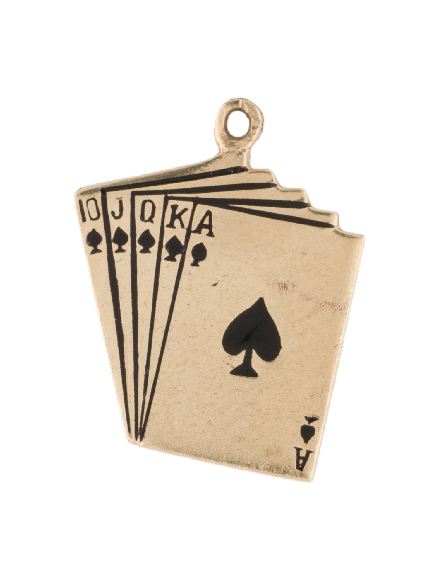 Charm 14K Enamel Royal Flush Card