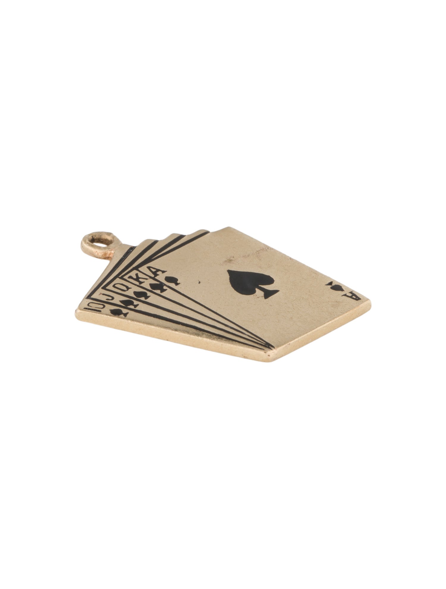Charm 14K Enamel Royal Flush Card