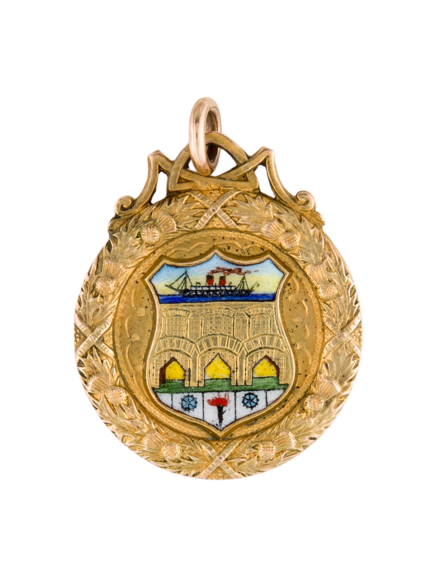 Charm Vintage Enamel Commemorative Medallion Charm