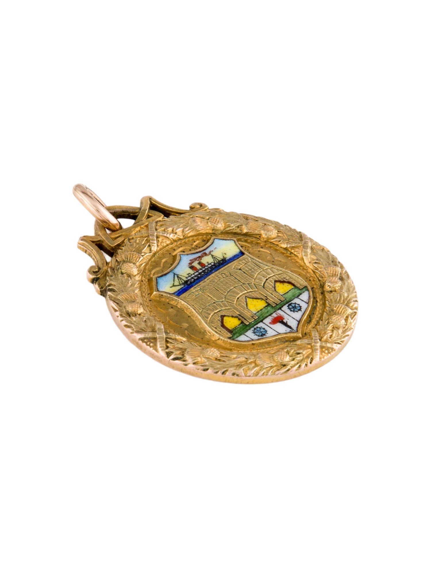 Charm Vintage Enamel Commemorative Medallion Charm