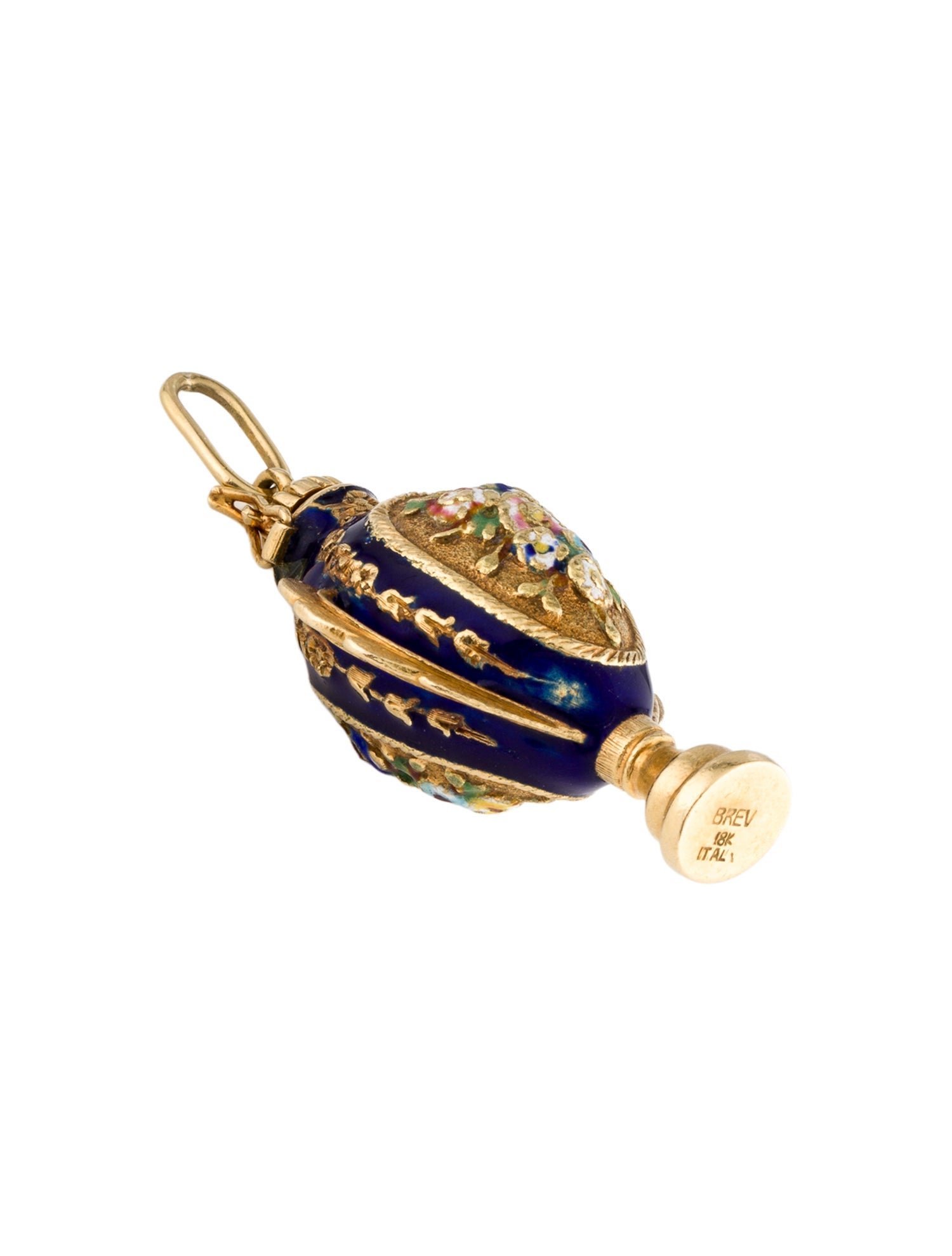 Charm Vintage 18K Enamel Perfume Holder Pendant