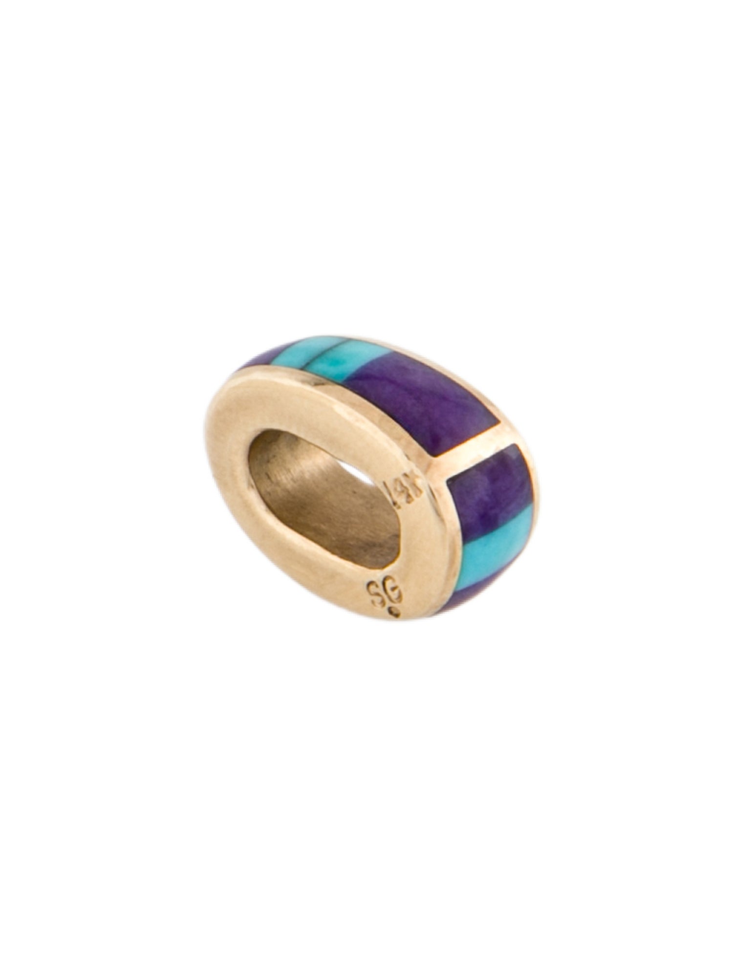 Charm 14K Sugilite, Nephrite, & Turquoise