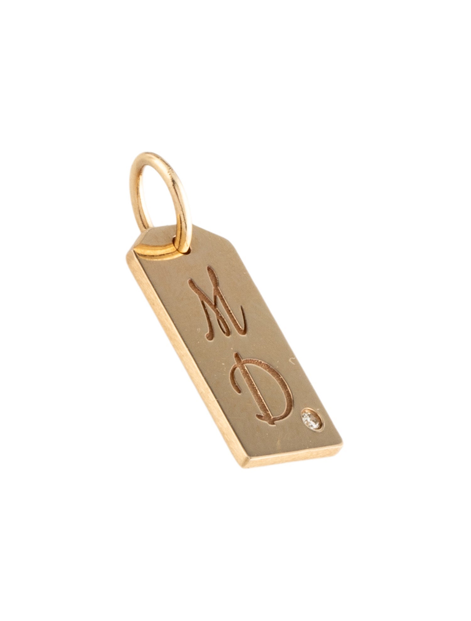 Charm 14K Diamond Initial Tag
