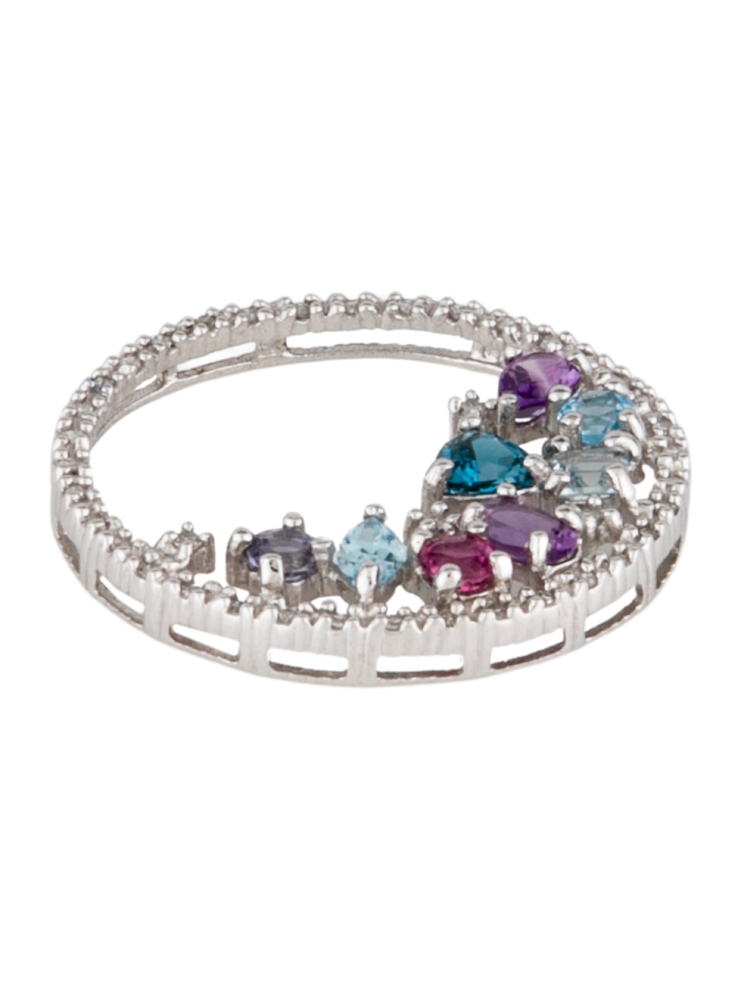 Charm 14K Multi-stone & Diamond Circle Pendant