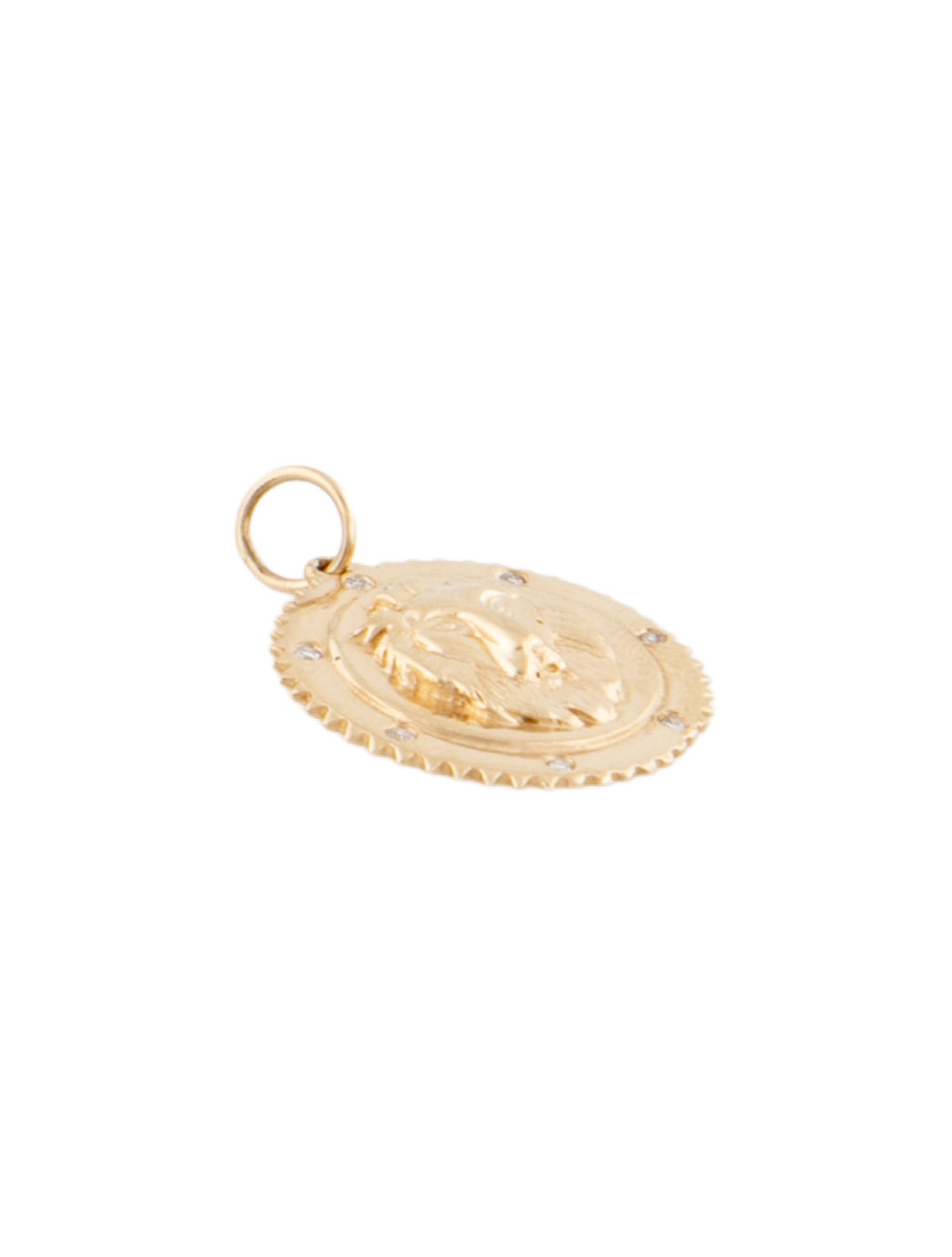 Charm 14K Diamond Lion Disc Charm