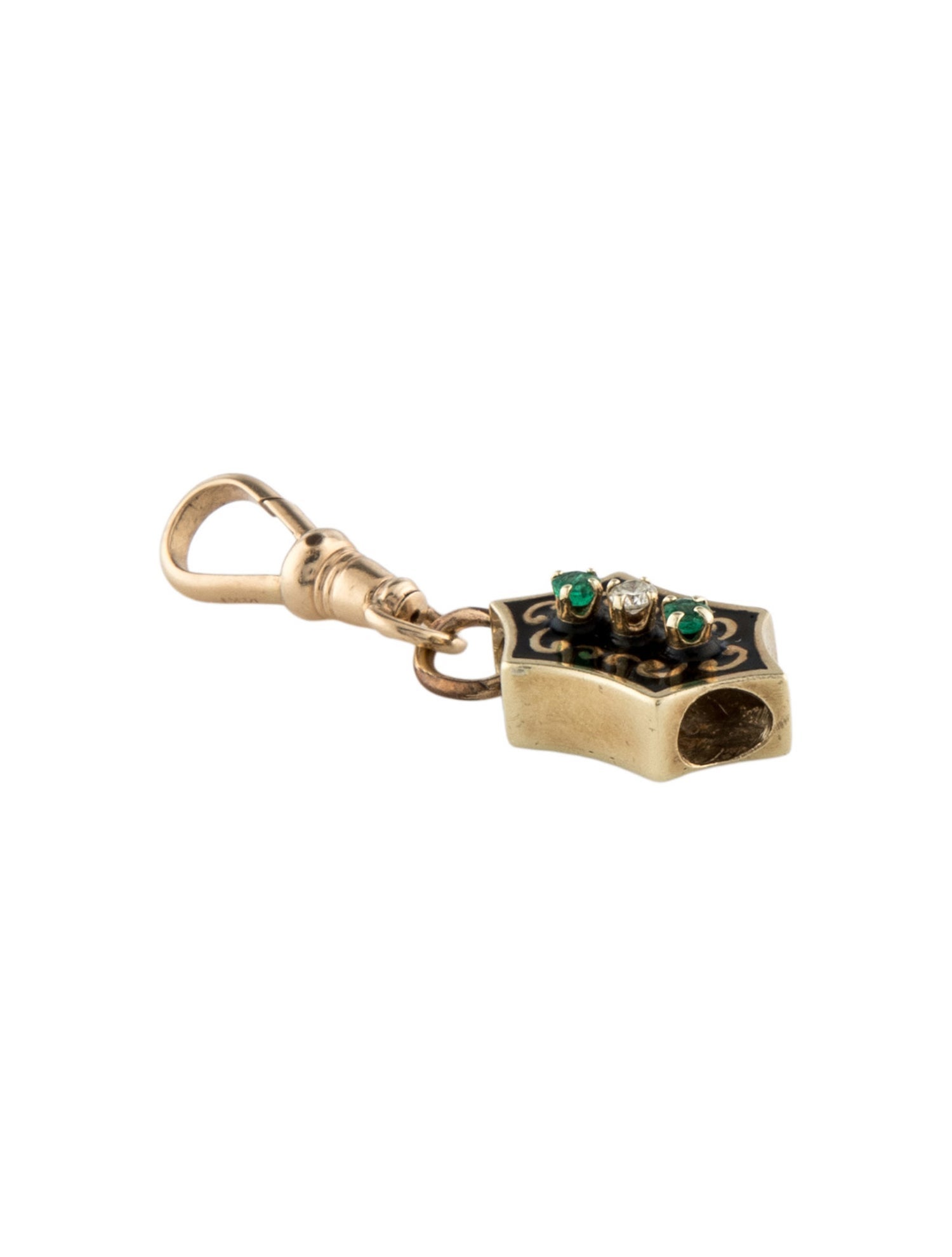 Charm 14K Diamond & Emerald