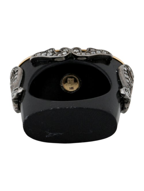 Bochic 18K Dyed Jadeite, Lapis Lazuli, & Diamond East-West Cocktail Ring