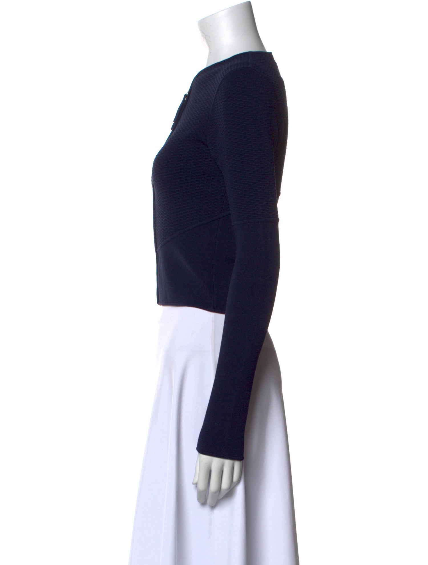 Ralph Rucci Crew Neck Long Sleeve Crop Top