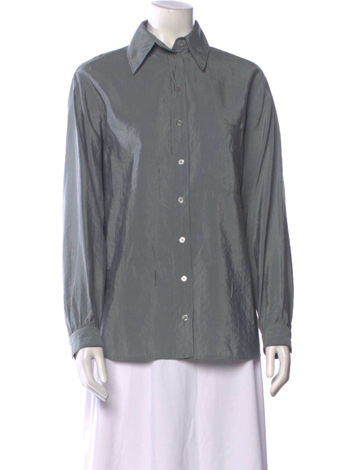 Lemaire Silk Long Sleeve Button-Up Top