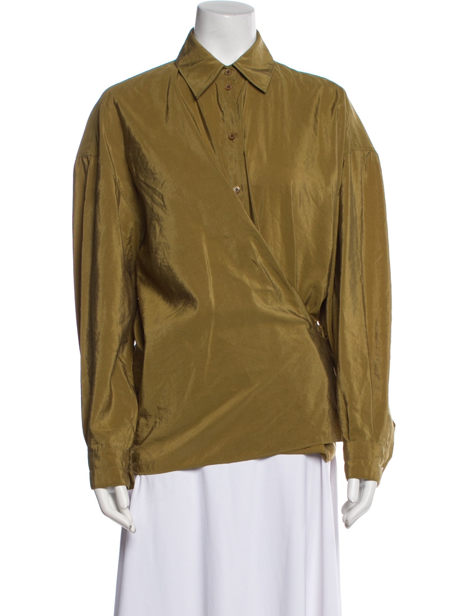 Lemaire Silk Long Sleeve Button-Up Top