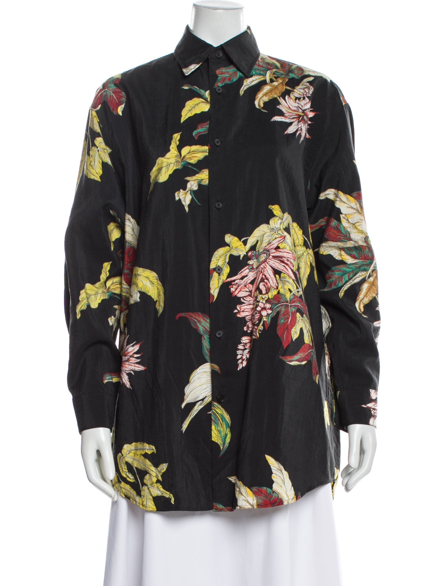 Lemaire Silk Floral Print Button-Up Top