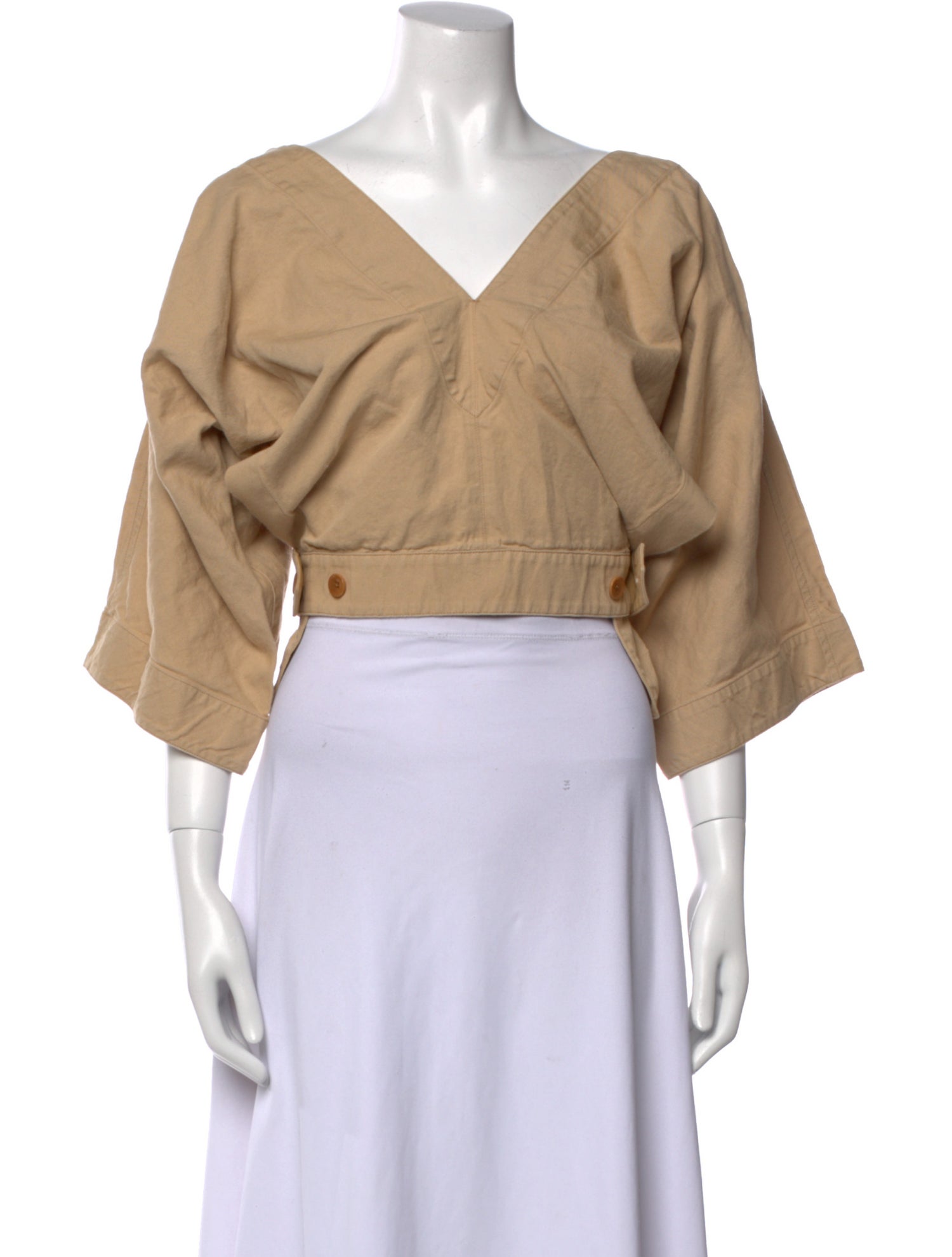 Lemaire V-Neck Three-Quarter Sleeve Crop Top