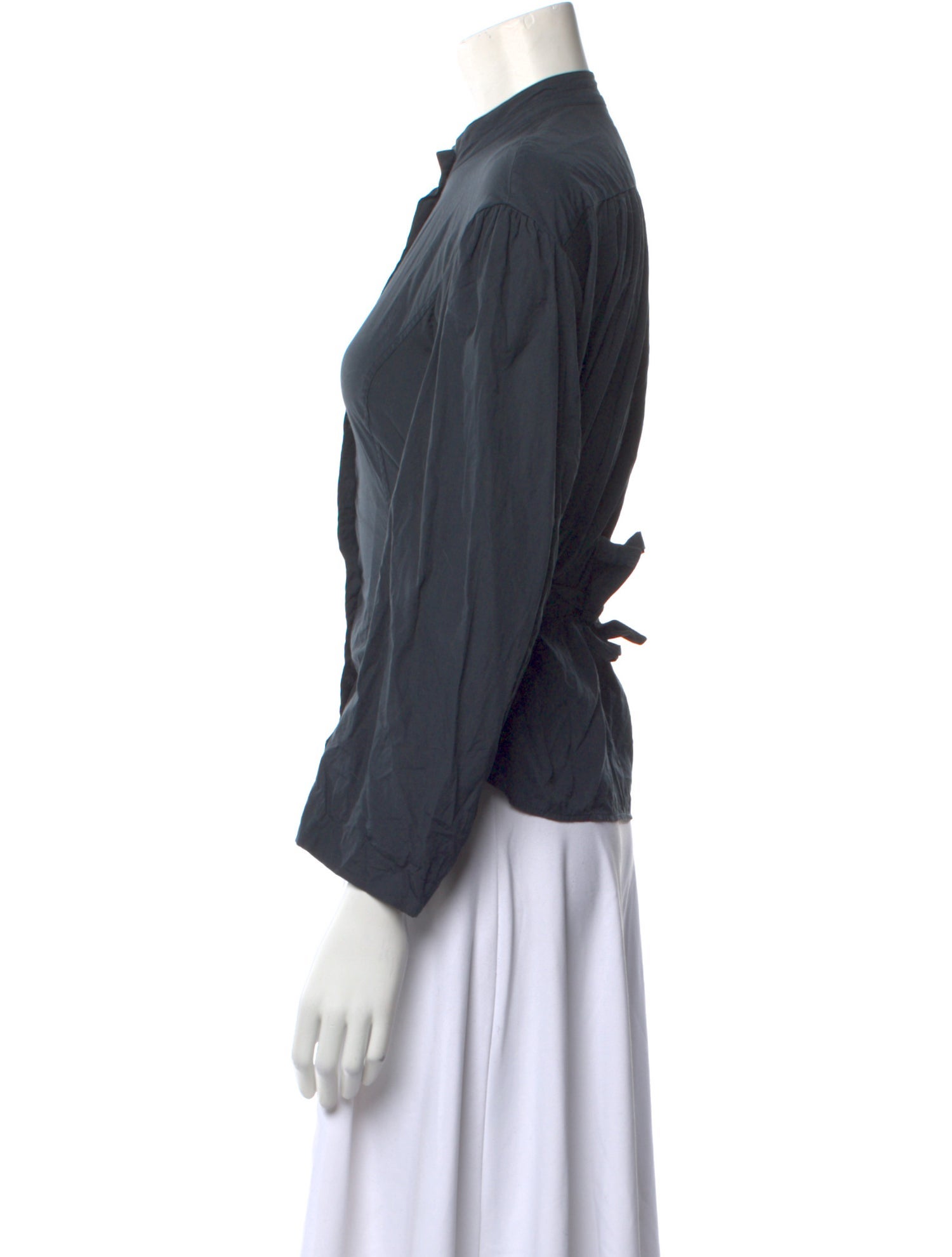 Lemaire Silk Mock Neck Button-Up Top