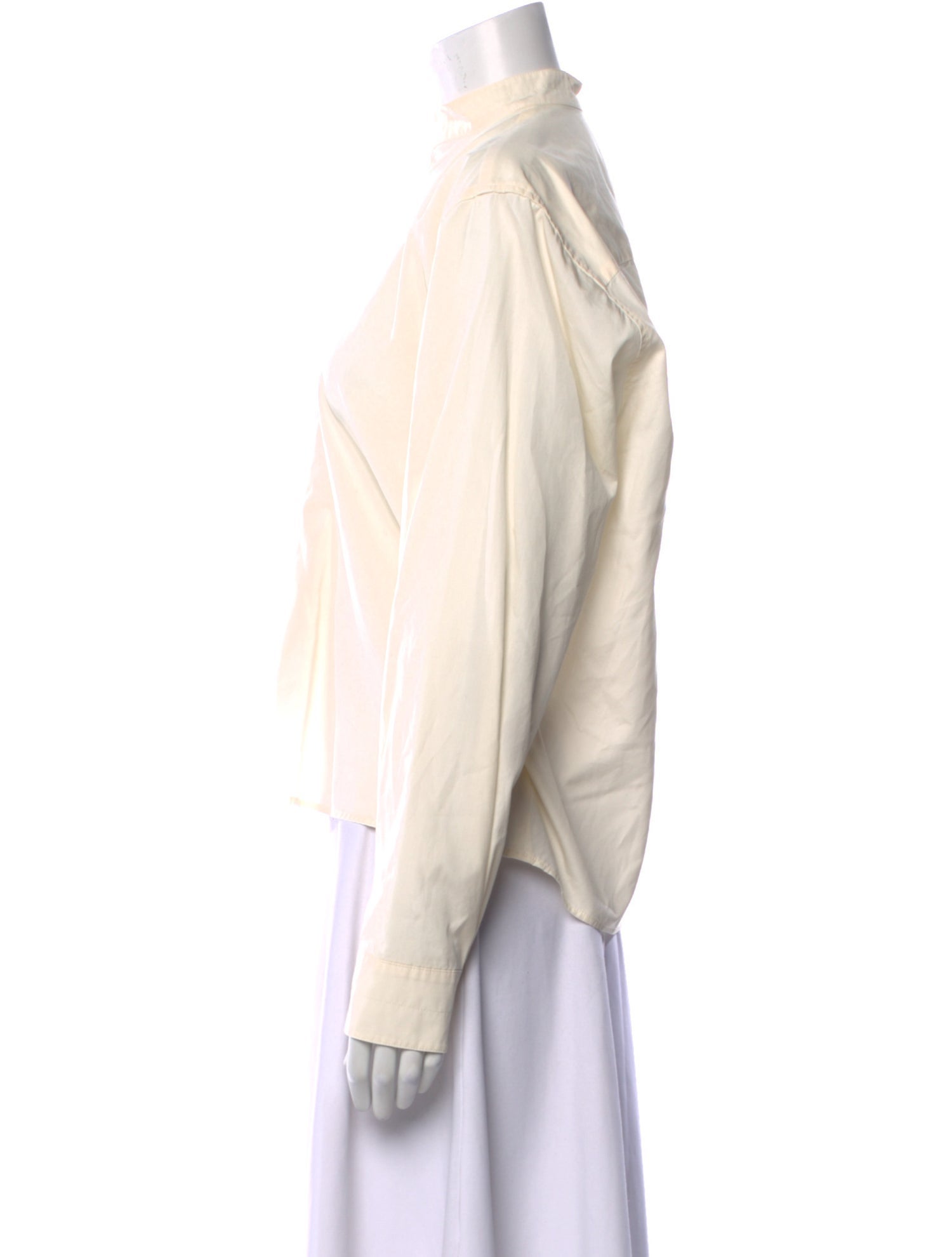 Lemaire Mock Neck Long Sleeve Button-Up Top