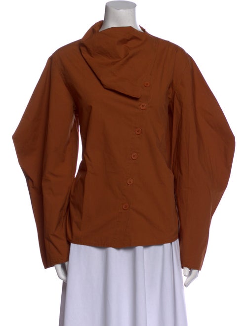 Lemaire Mock Neck Long Sleeve Button-Up Top