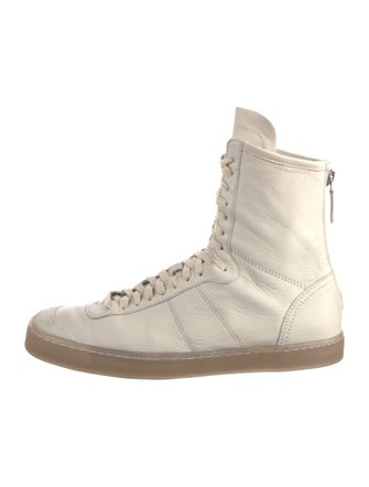 Lemaire Leather Colorblock Pattern Combat Boots
