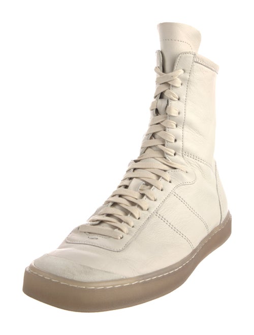 Lemaire Leather Colorblock Pattern Combat Boots