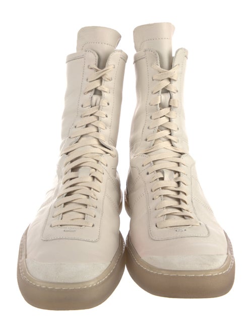 Lemaire Leather Colorblock Pattern Combat Boots