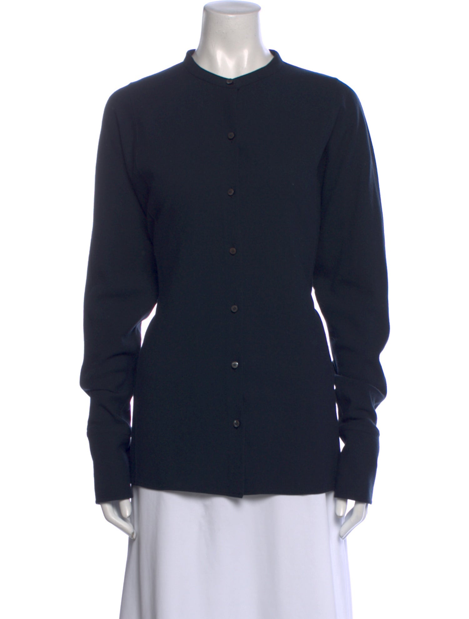 Lemaire Wool Mock Neck Button-Up Top