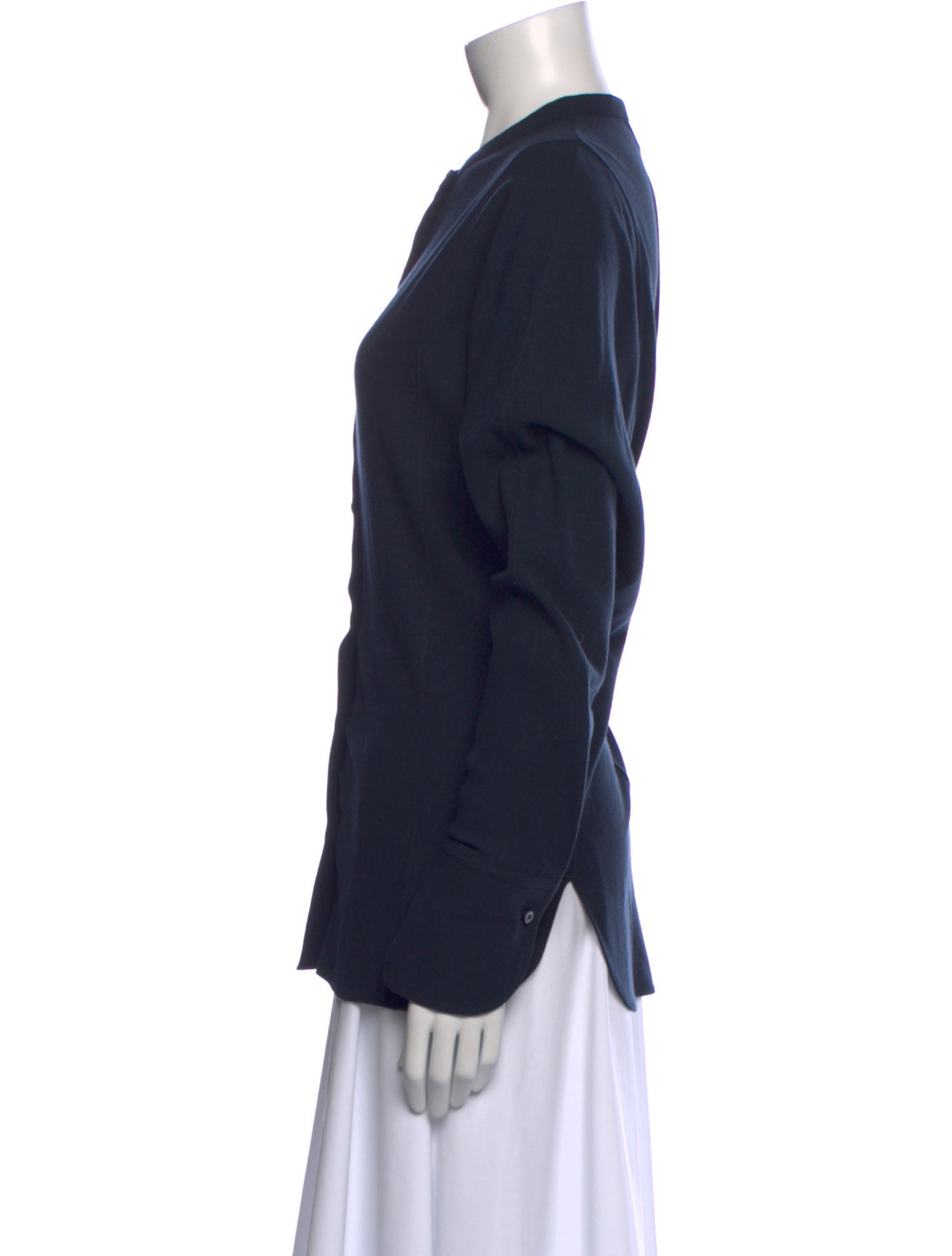 Lemaire Wool Mock Neck Button-Up Top