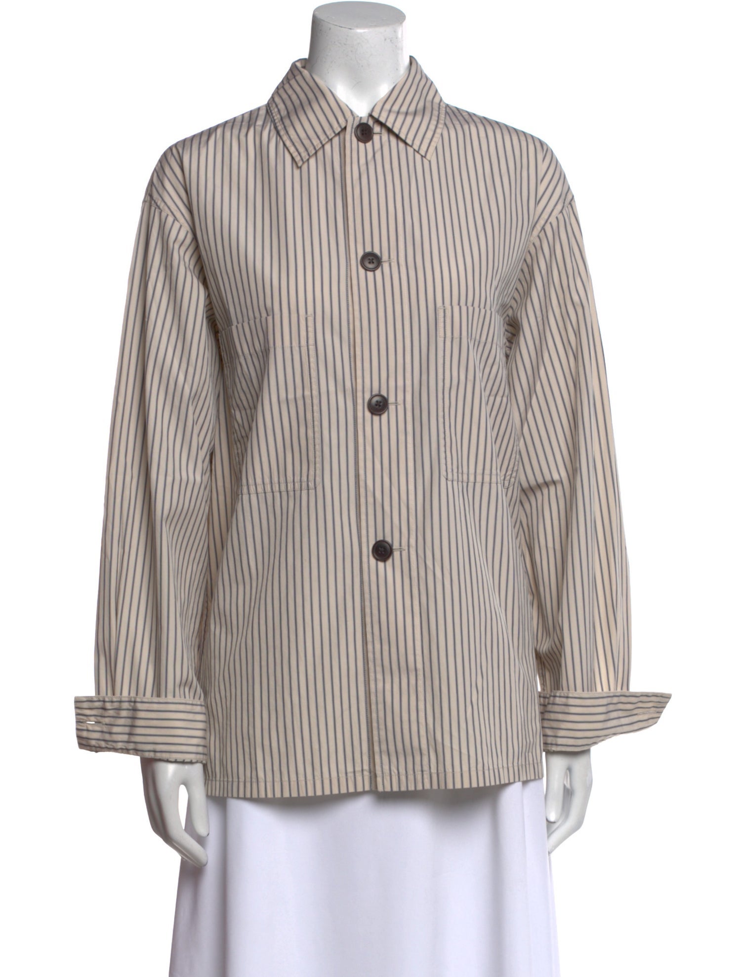 Lemaire Striped Long Sleeve Button-Up Top