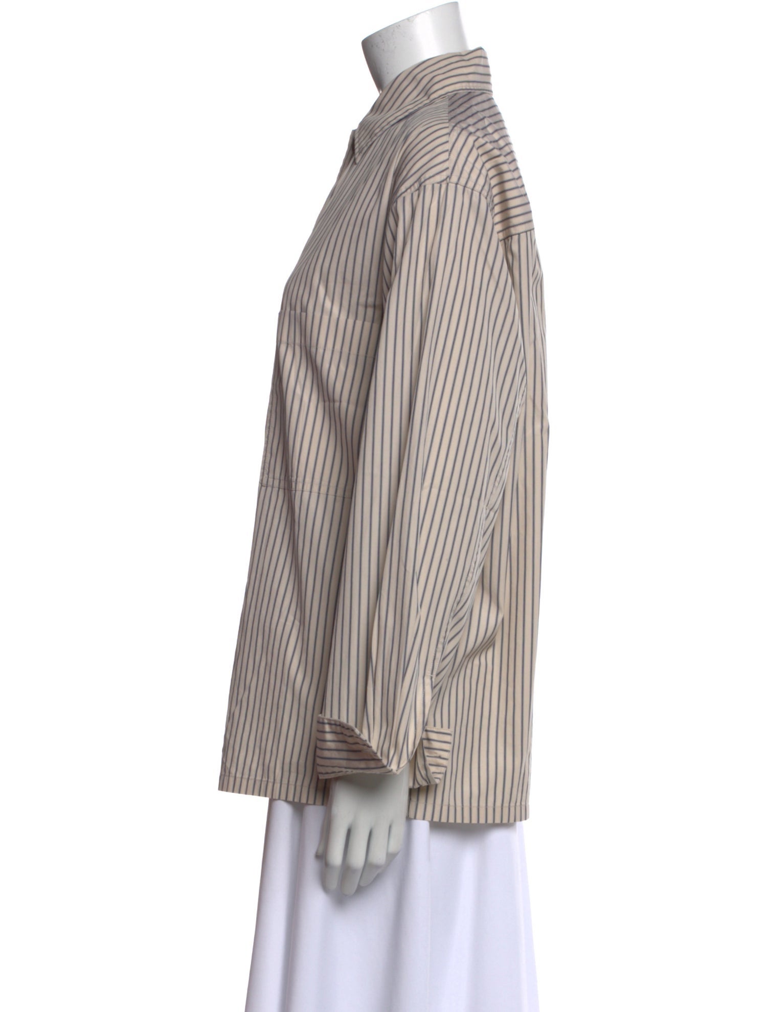 Lemaire Striped Long Sleeve Button-Up Top