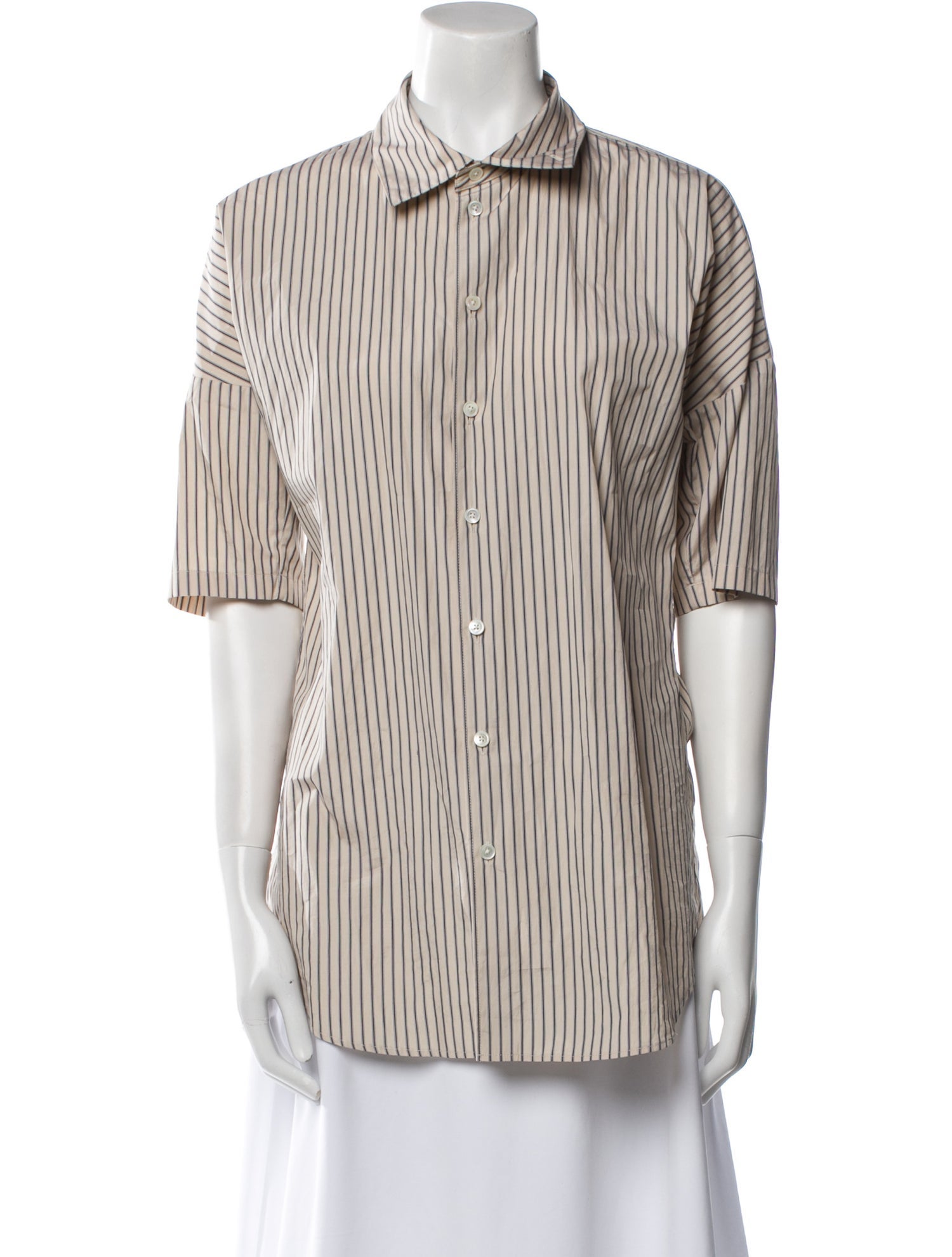 Lemaire Striped Short Sleeve Button-Up Top