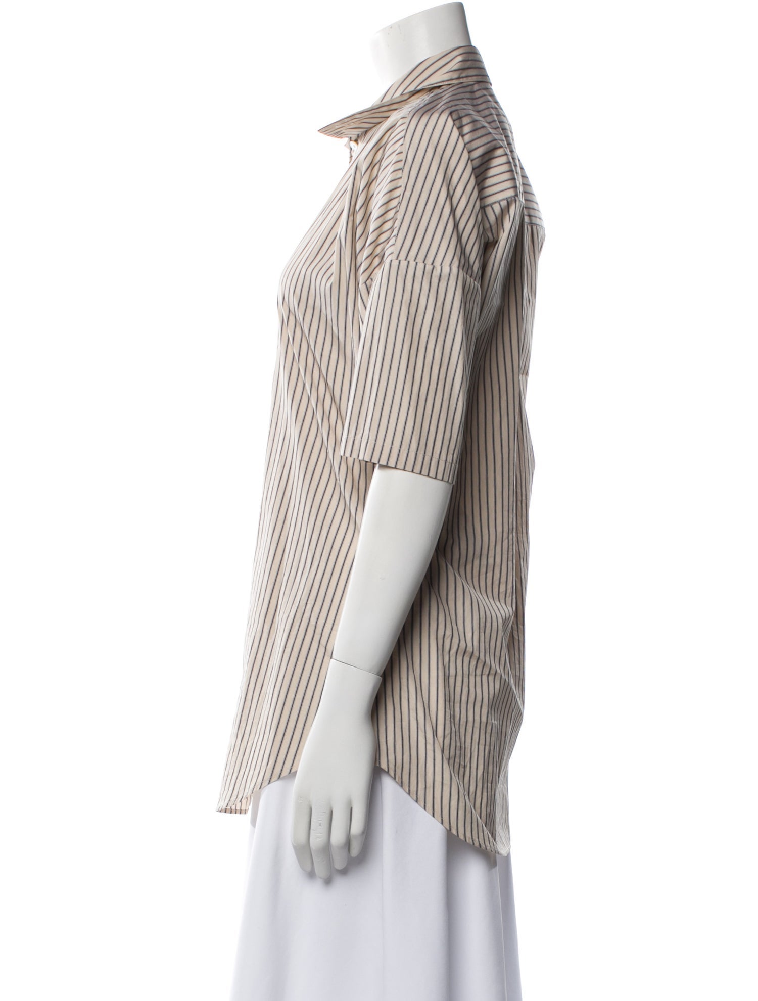 Lemaire Striped Short Sleeve Button-Up Top