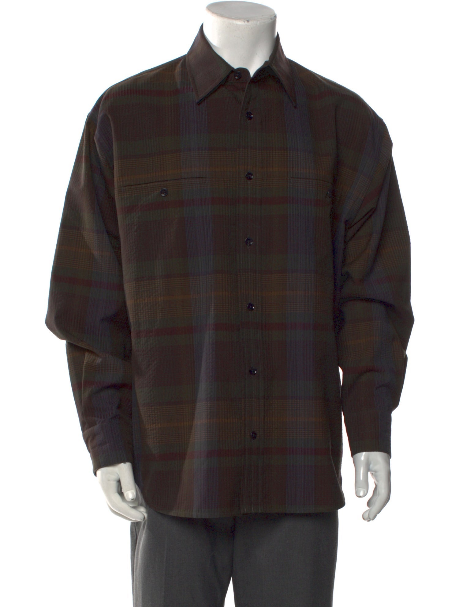 Lemaire Wool Plaid Print Shirt