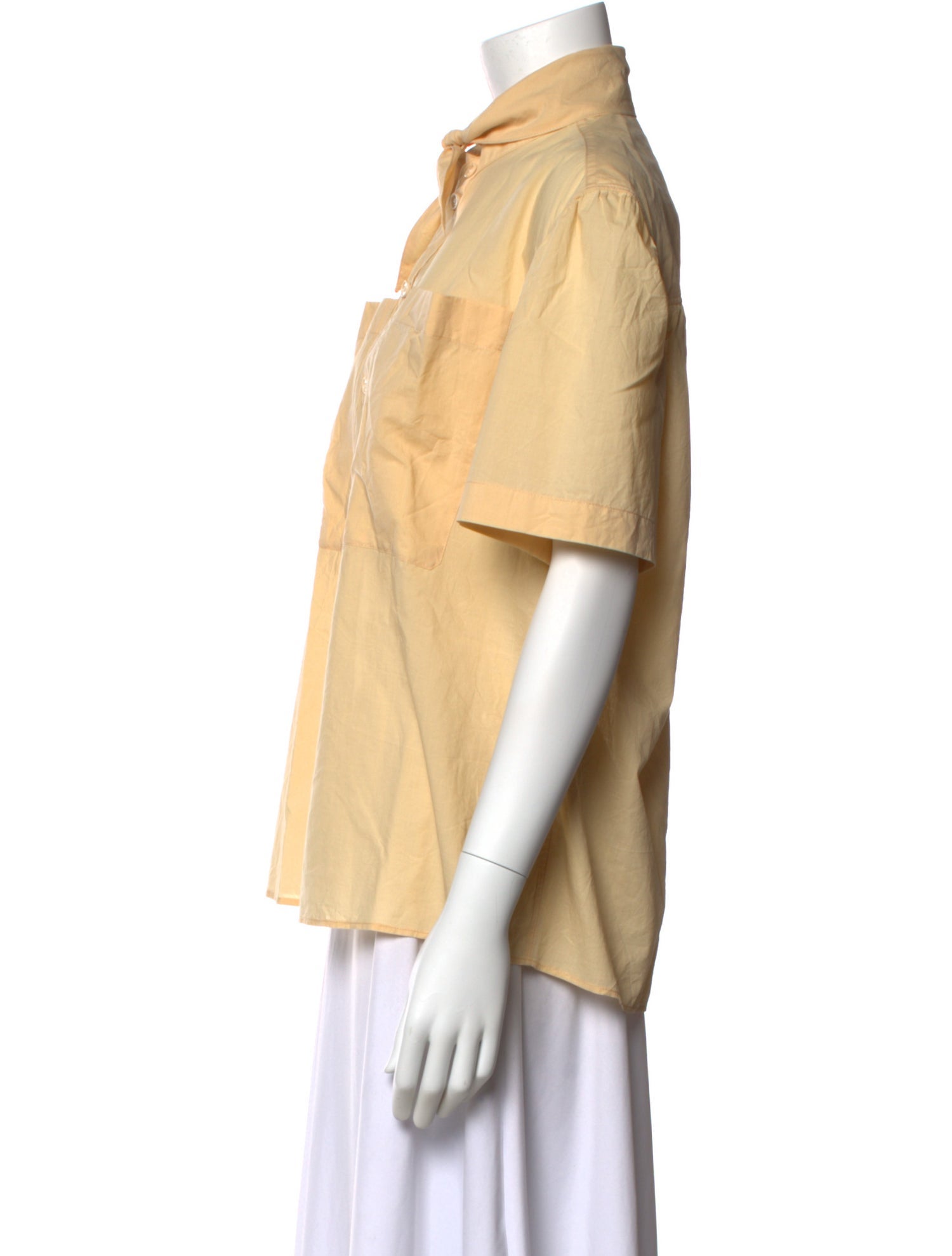 Lemaire Tie Neck Short Sleeve Button-Up Top