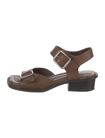 Pre-owned Lemaire Leather Slingback Sandals In Brown