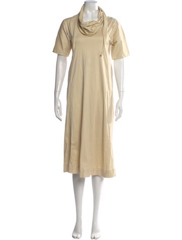 Pre-owned Lemaire Cowl Neck Midi Length Dress In Neutral