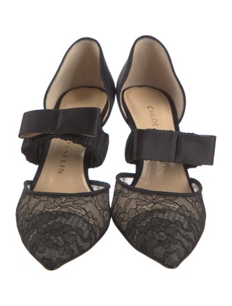 Chloé Gosselin Satin Bow Accents D'Orsay Pumps