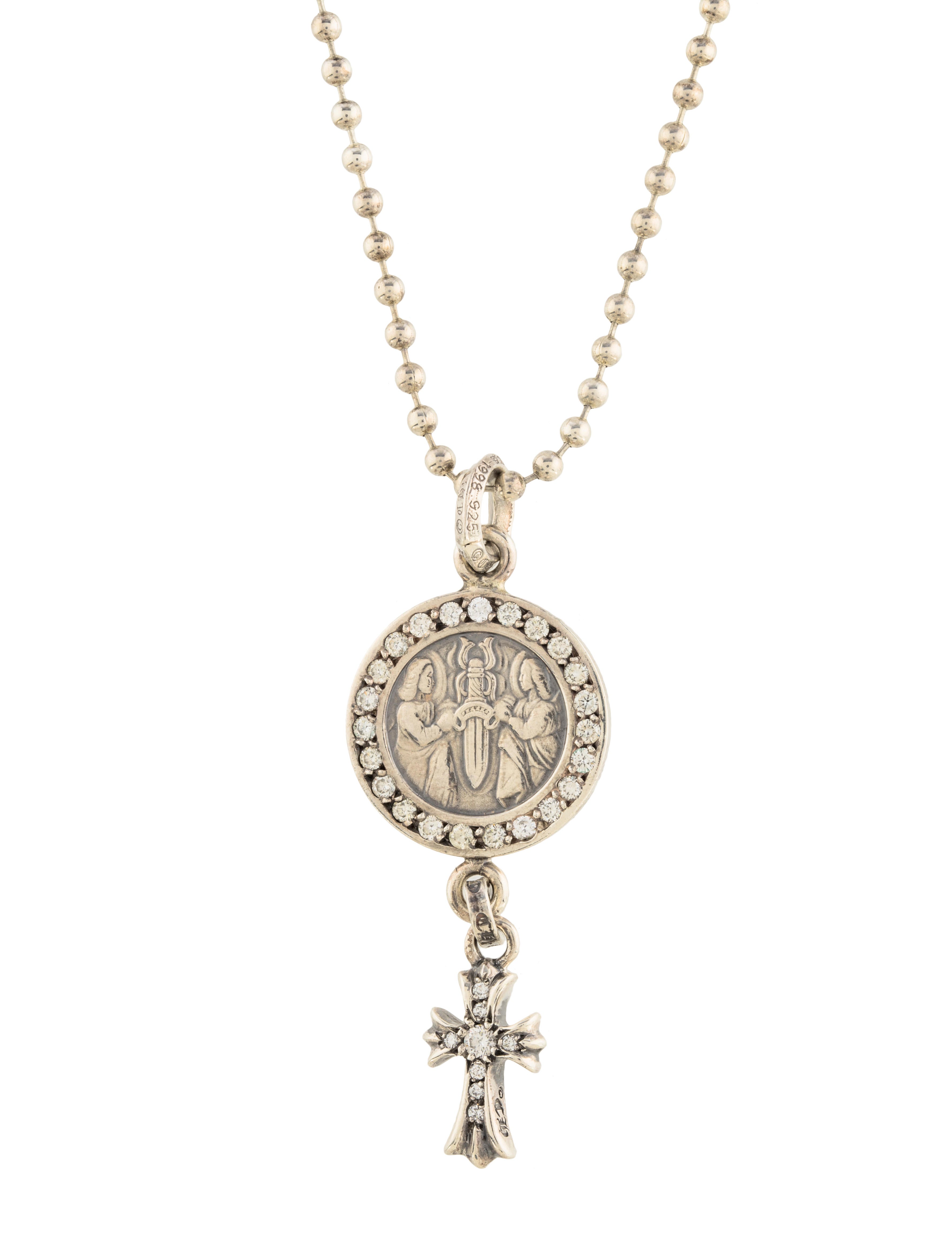 Chrome Hearts Diamond Angel Medallion & Cross Pendant