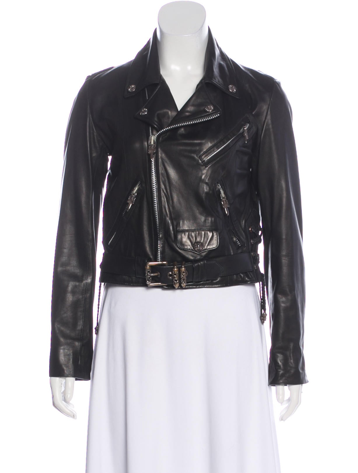 Chrome Hearts Leather Sterling SilverEmbellished Jacket Jackets