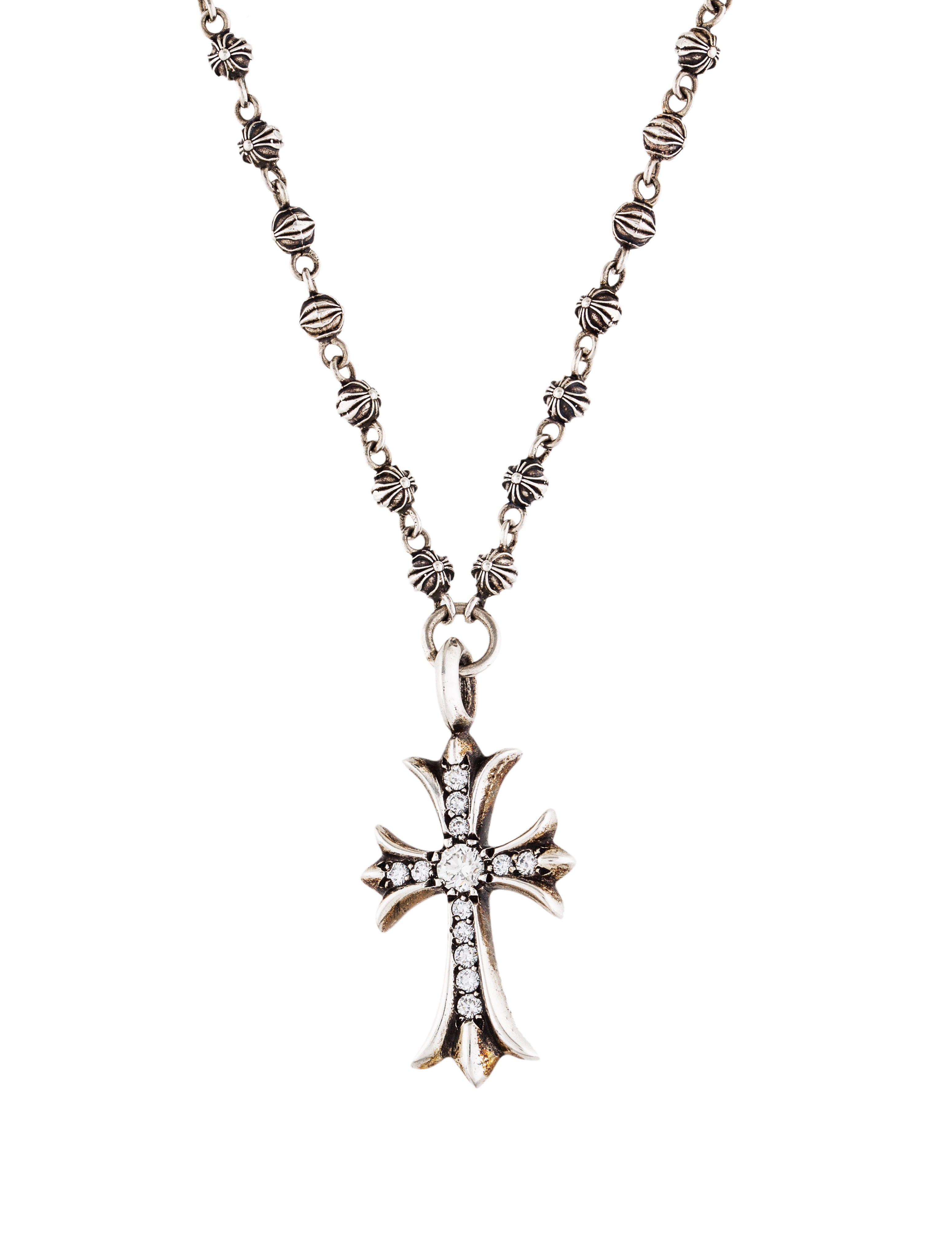 Chrome Hearts Diamond Maltese Cross Pendant Necklace Necklaces