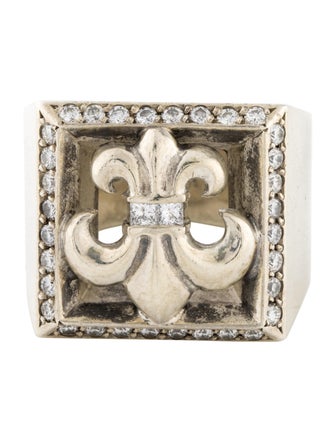 Chrome Hearts Diamond Fleur de Lis Signet Ring