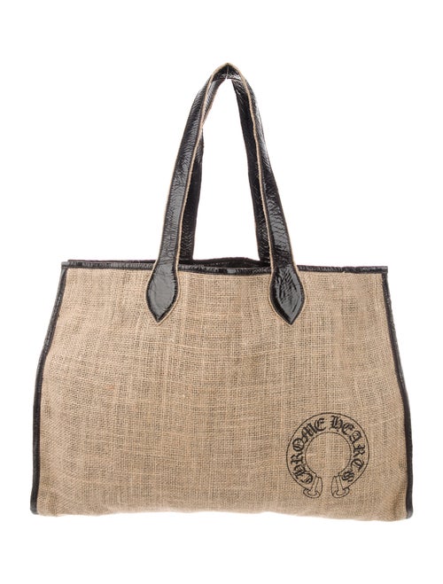 Chrome Hearts Burlap Leather-Trimmed Tote Chrome