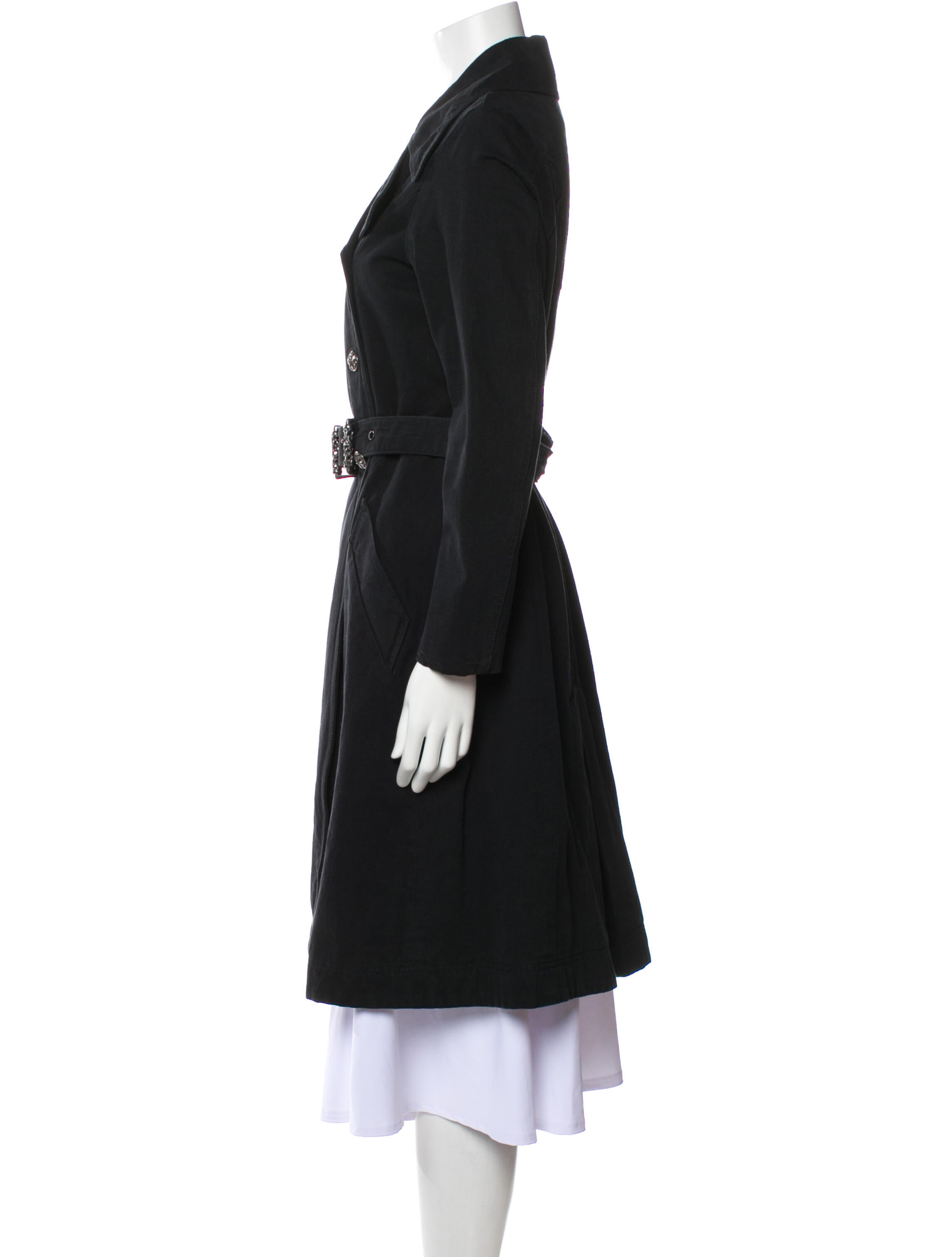 Chrome Hearts Denim Long Trench Coat Black Coats, Clothing CHH36063