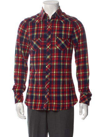 Chrome Hearts Cuff Patch Flannel Plaid Print Western Shirt