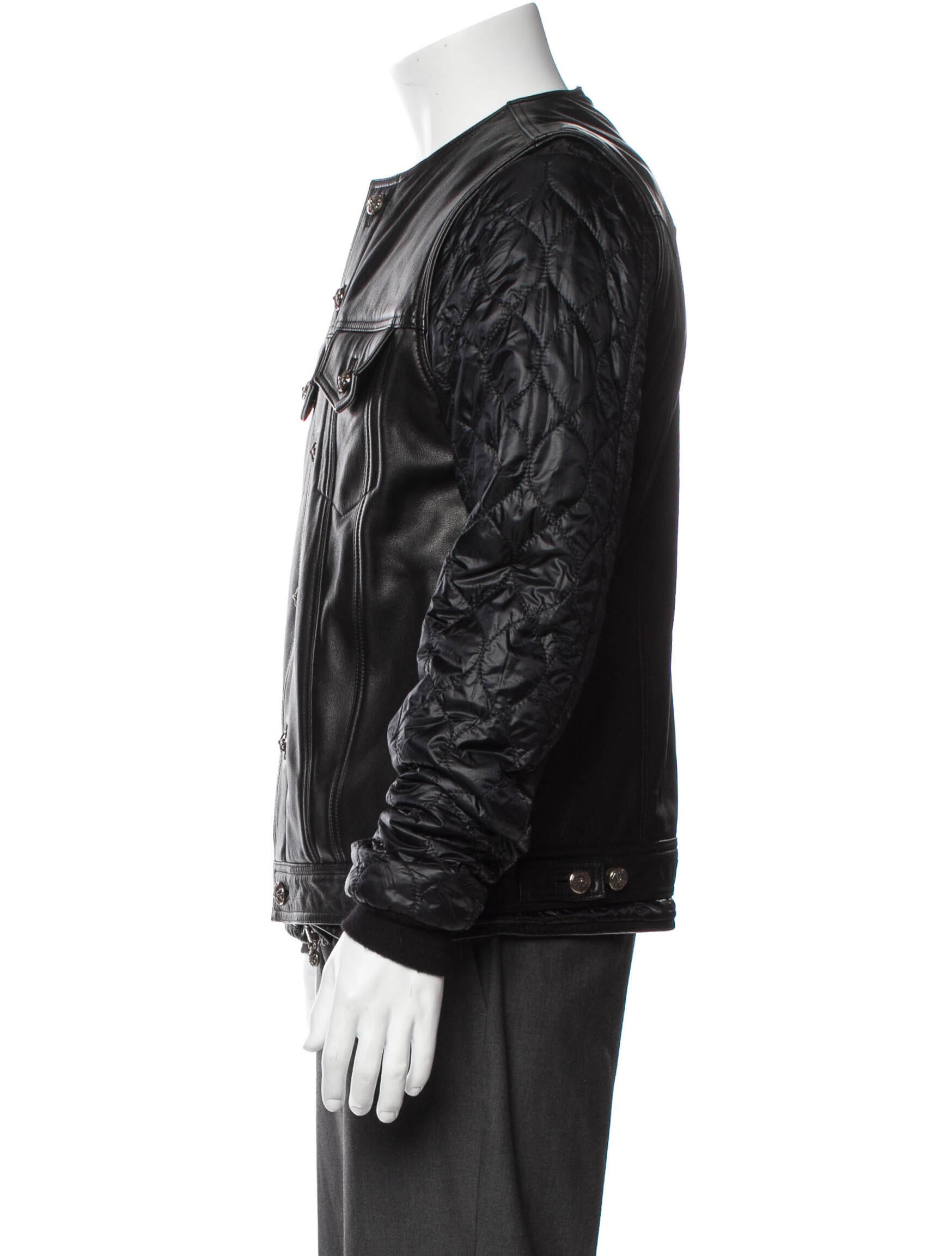 Chrome Hearts Quilted Sleeve Moto Jacket Black Outerwear, Clothing CHH36715 The RealReal