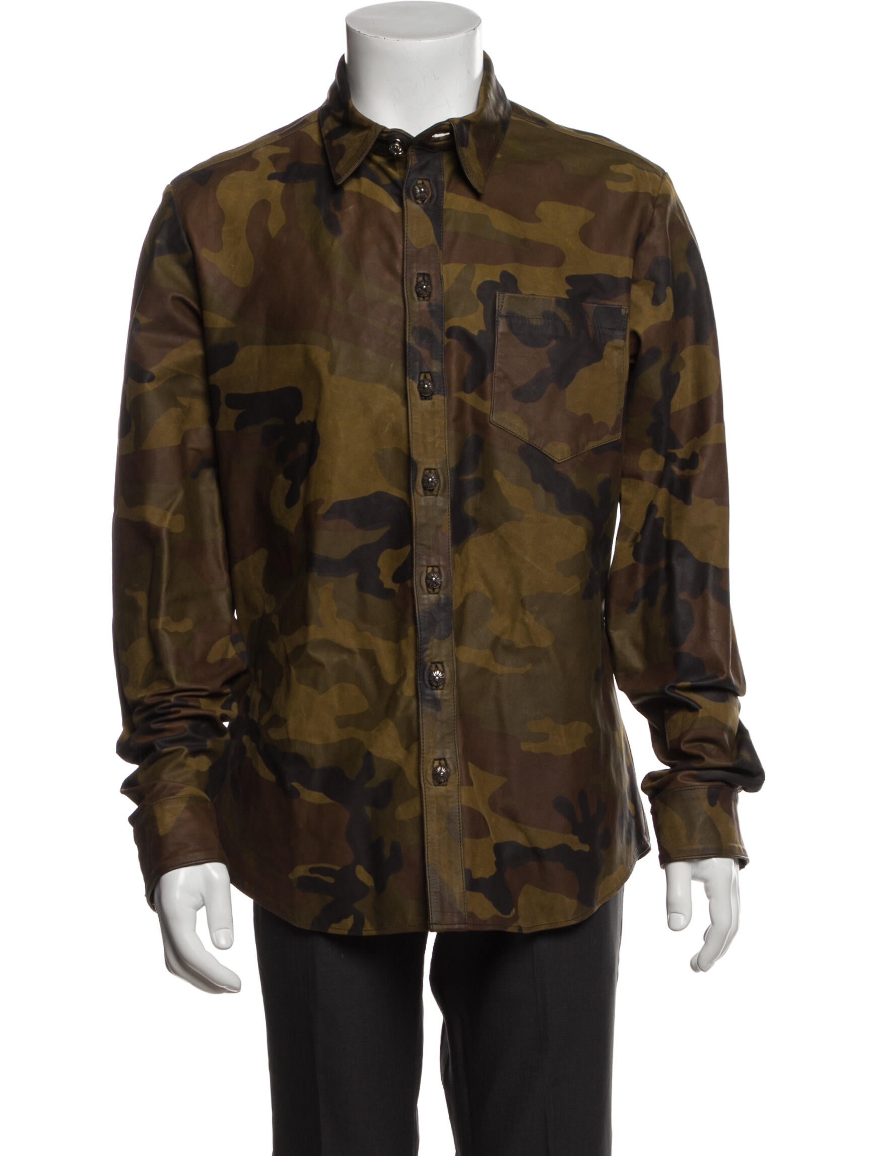 Chrome Hearts Camouflage Leather Utility Jacket Brown Outerwear