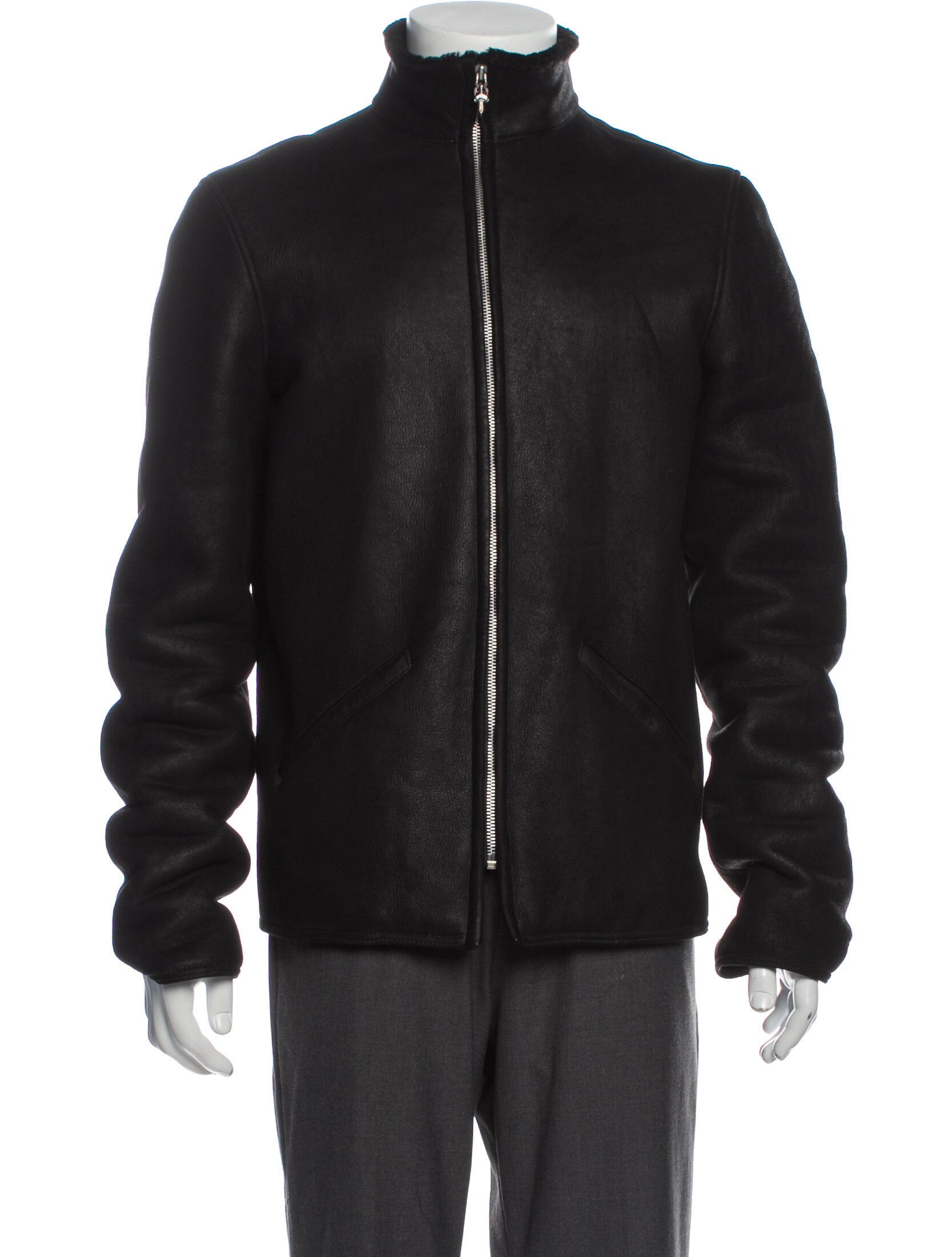 Chrome Hearts Shearling Leather Shearling Moto Jacket Black Outerwear