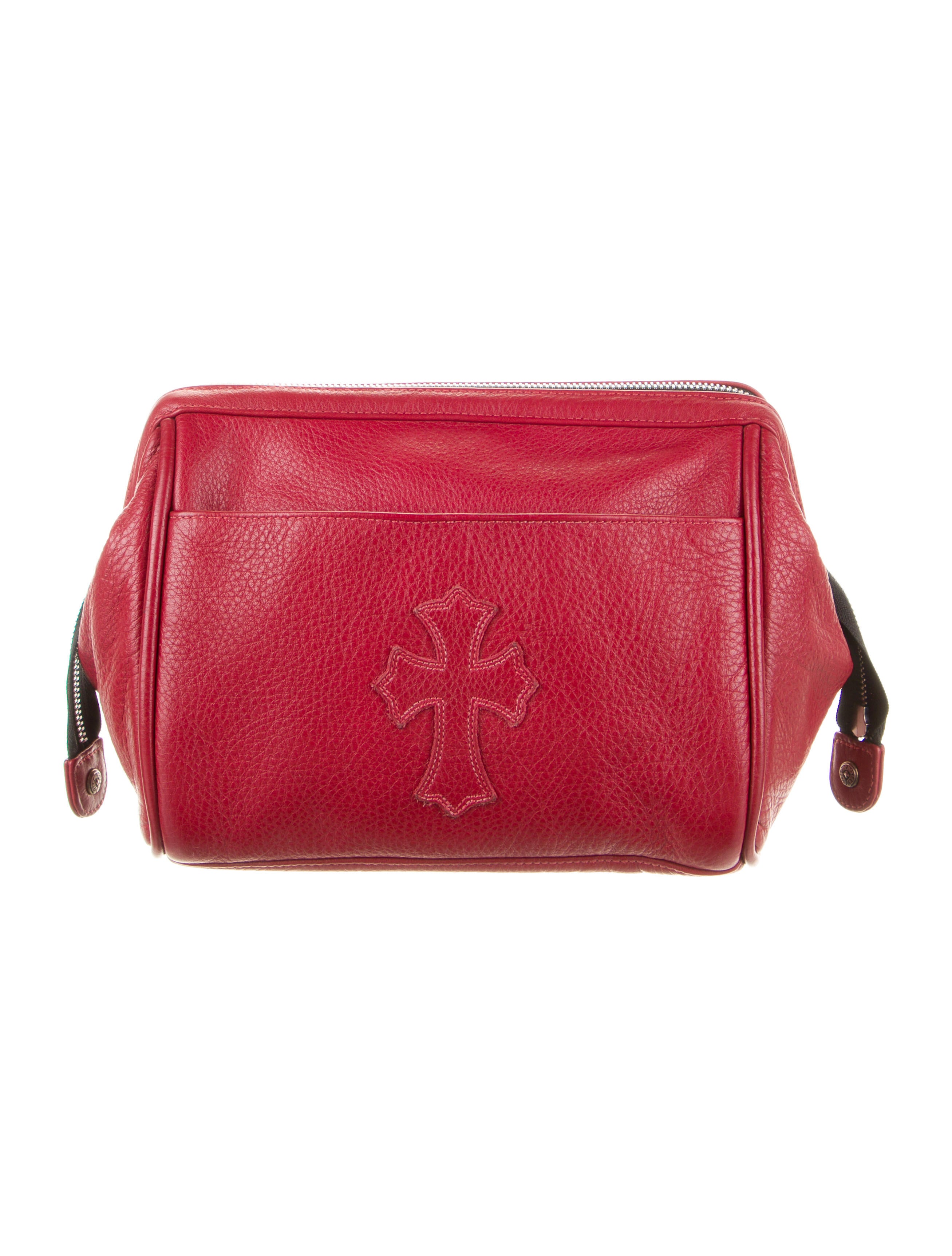 Chrome Hearts Embroidered Leather Toiletry Bag - Red Toiletry Bags